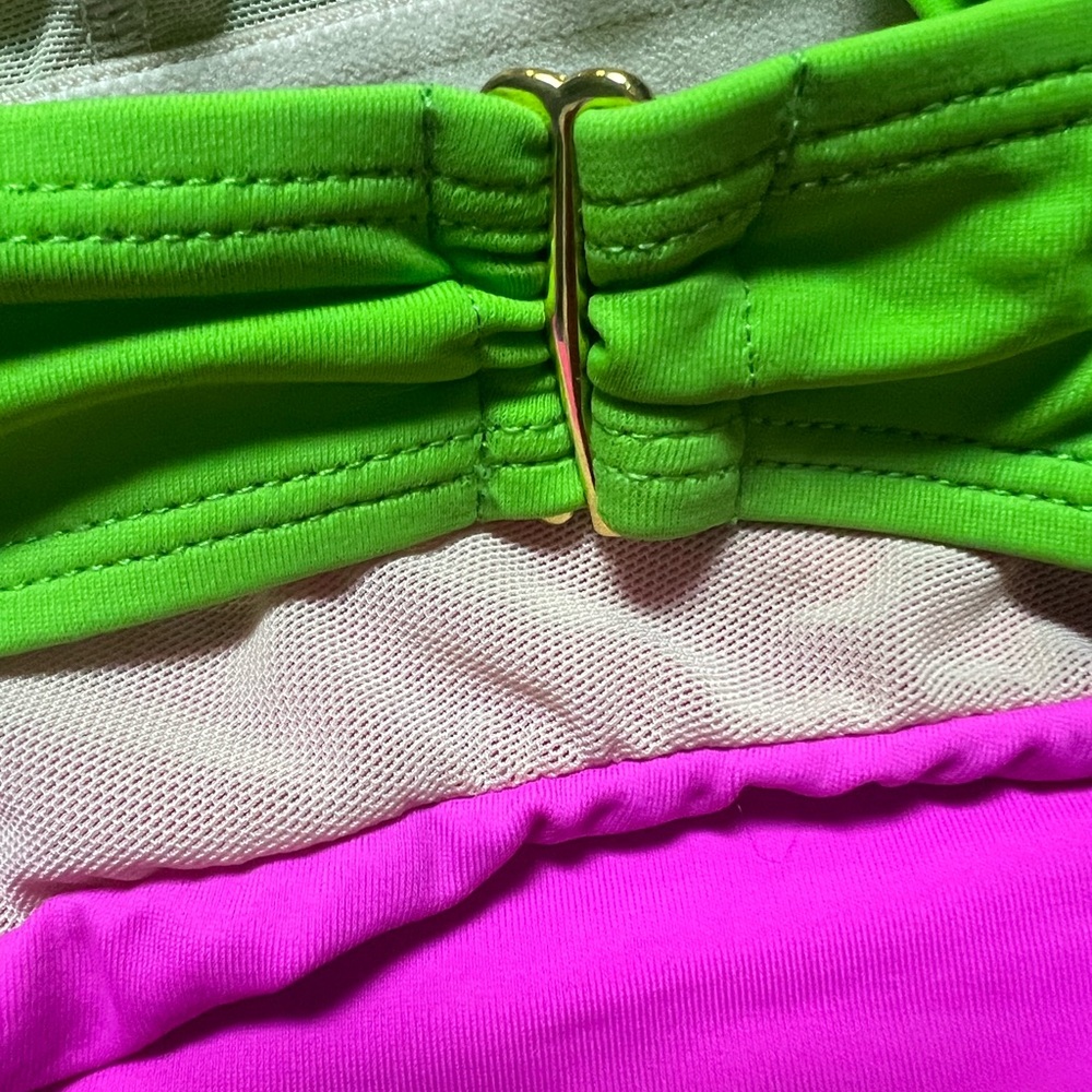 Swimsuits for All , size 12 lime hot pink and bright blue color block swimsuit - Picture 9 of 13